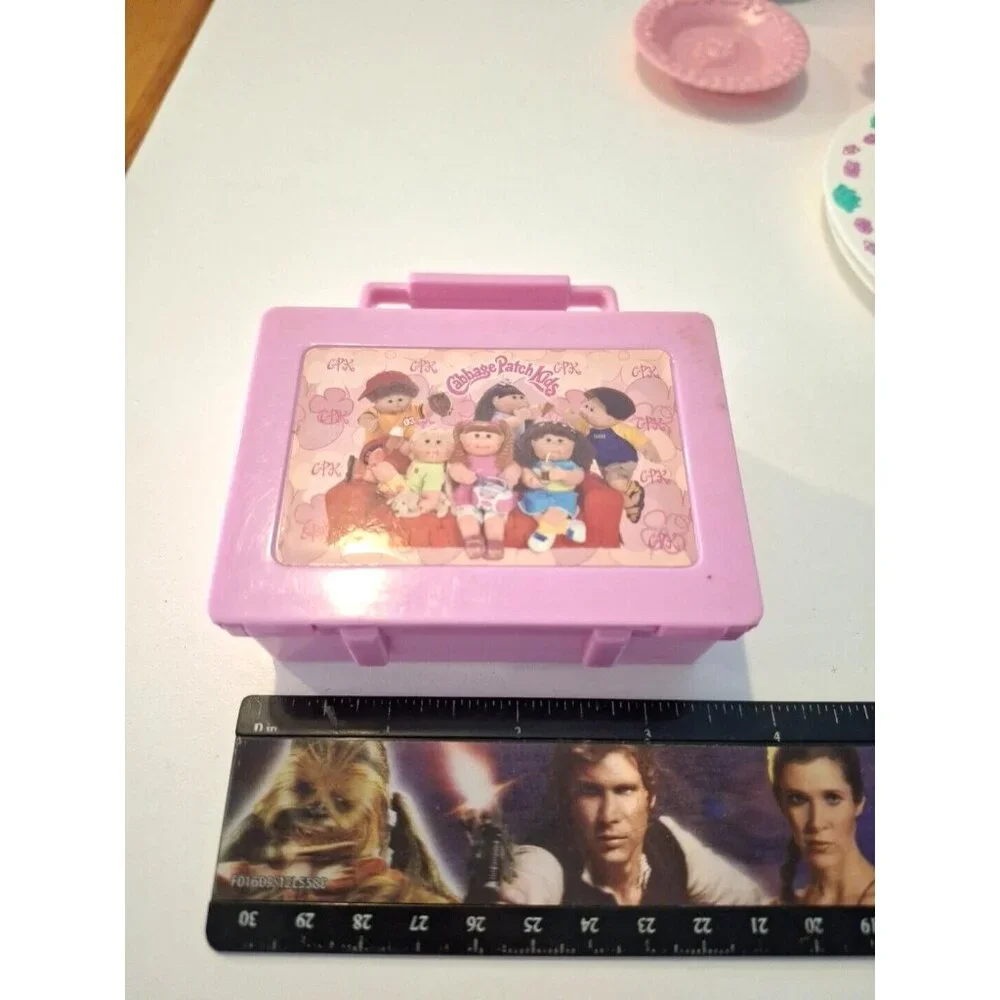 Cabbage Patch Kids Tea Party Vintage 80s Doll Lunchbox Purple Pink Blue Plastic - Picture 11 of 11